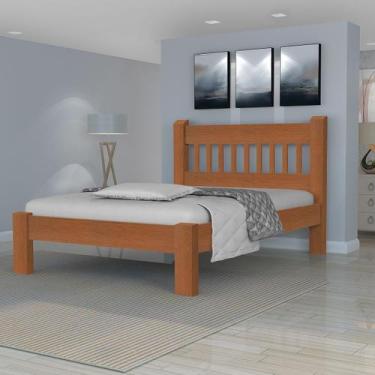 Imagem de Cama Casal Queen Size Madeira Maciça Angelim Pedra/Tauari Pérola Casta