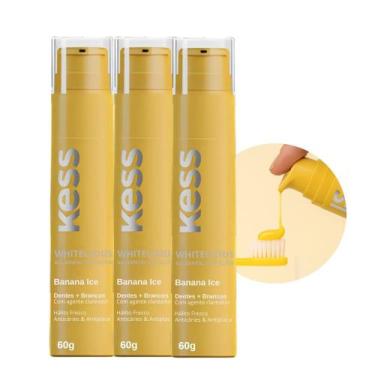 Imagem de Kit 3 Pasta de Dente Gel Dental Creme Whitedelicious Kess Banana Ice 6