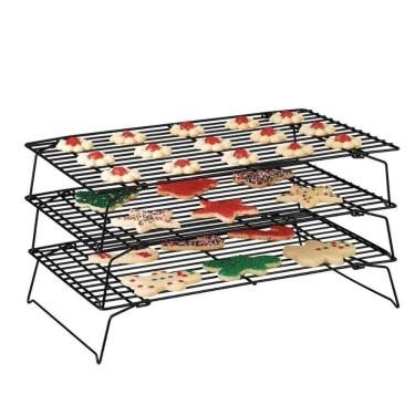 Imagem de Grade de Resfriamento 3 Andares para Bolos e Biscoitos em Metal com Design Empilhável Antiaderente para Confeitaria