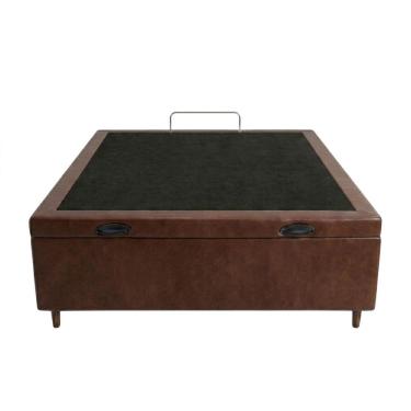 Imagem de Cama Box Bau Casal Sintetico  Marrom 138x188x35 - Blindado