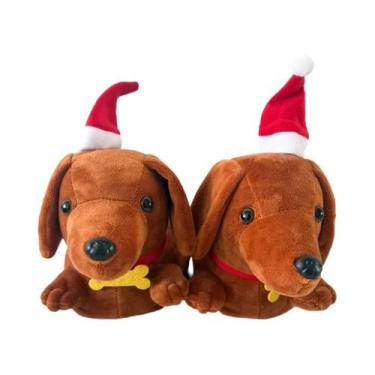 Imagem de Pantufas De Pelúcia Dachshund Antiderrapantes, Sapatos De Casa Fofos D