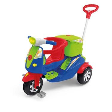 Imagem de Carrinho Triciclo de Passeio e Pedal Infantil Moto Uno Calesita Com Ca