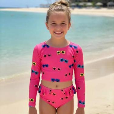 Imagem de Biquíni Infantil Cropped Com Proteção Uv50 Moda Praia Piscina - Love4H
