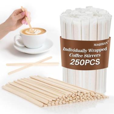 Imagem de Mexedores de Café de Madeira MAQIHAN 14 cm 250 unidades Embalados Indi