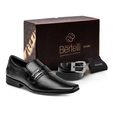 Imagem de Sapato Social Masculino Bertelli Kit com Cinto e Meias 70.183, 41, Pre