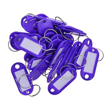 Imagem de dailymall 50 etiquetas de identificação removíveis, etiquetas de chaveiro, etiquetas de anéis, etiquetas de cartão de identificação - roxo