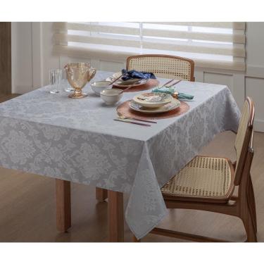 Imagem de Toalha de mesa de jacquard cinza 1,5m X 1,35m 4 lugares