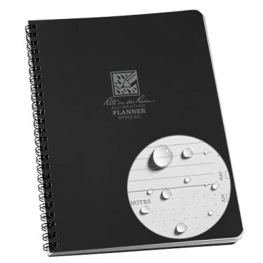 Imagem de Rite in the Rain Planejador semanal com espiral lateral à prova de intempéries, 16,8 cm x 21,5 cm, capa preta, calendário sem data (nº P52-LG)