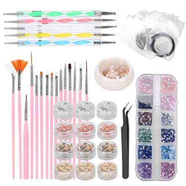 Imagem de Pincel de arte de unhas, caneta de pontilhamento de unhas brilhante e requintada strass para criação de arte de unhas para salão de unhas doméstico