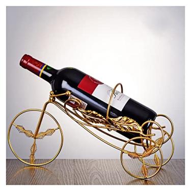 Imagem de Suporte de garrafa de vinho para bancada de garrafa única, suporte de vinho de metal para mesa, suporte perfeito para garrafa de vinho, suporte empilhável (cor: B)
