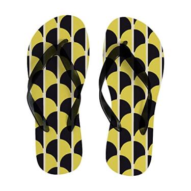 Imagem de Chinelo feminino fino preto e amarelo semicírculo sandália de verão praia confortável chinelos de viagem para mulheres e homens, Multicor, 10-11 Narrow Women/8-9 Narrow Men
