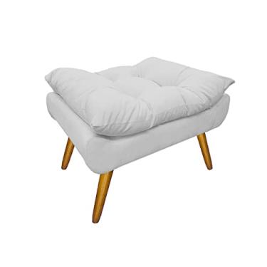 Imagem de Puff Banco Estofado Decorativo Para Quarto Closet Karen Suede Branco - DL Decor