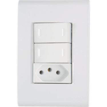 Imagem de Conjunto 4x2 com 2 Interruptores Paralelos 10 A 250 V e 1 Tomada 2P+T 20 A 250 V Tramontina Liz Branco Tramontina