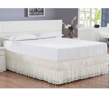 Imagem de Saia Para Cama Box Casal Padrão Perolla Bordado Ultrassônico 