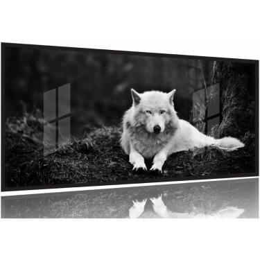 Imagem de Quadros Decorativos Lobo Branco 130x60 Moldura Preta 2x2