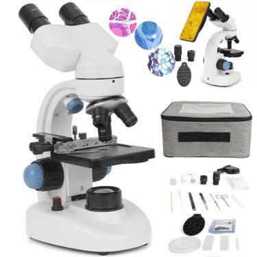 Imagem de MicroscóPios Binoculares 40x-1000x, MicroscóPio Composto Binocular Led De AmpliaçãO, MicroscóPio Composto Profissional Com Oculares De Campo Amplo 10x 25x, LâMinas De MicroscóPio,White