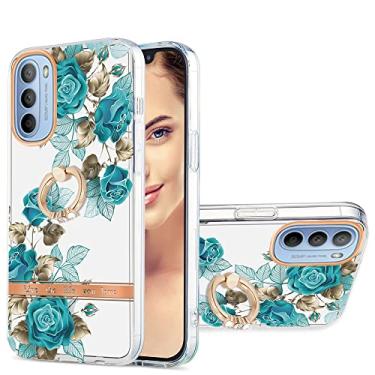 Imagem de YUNCHAO Caixa de telefone Para Motorola Moto G31 / G41 Ring IMD Flowers TPU Caixa de telefone capa para celular