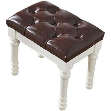 Imagem de KRASS Banqueta para quarto, banco de vaidade, cadeira de maquiagem, móveis de quarto de banheiro, capacidade 200kg, montagem fácil, bege + marrom, Collector88