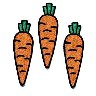 Imagem de Umama Conjunto de 3 apliques de cenoura bordado bonito bebê cenoura bonito adesivo de frutas desenhos animados ferro em apliques artesanato roupas bricolage camiseta chapéu mochilas
