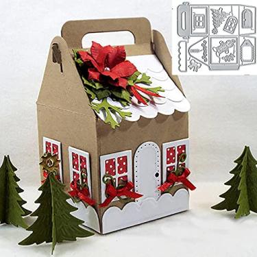 Imagem de Caixa de Natal Árvore Porta Cortes de metal, Feliz Natal Doces Caixa de Presente Corte Dies Estênceis DIY Scrapbooking Álbum de Fotos Gravação Decorativa Fazendo Cartão de Papel