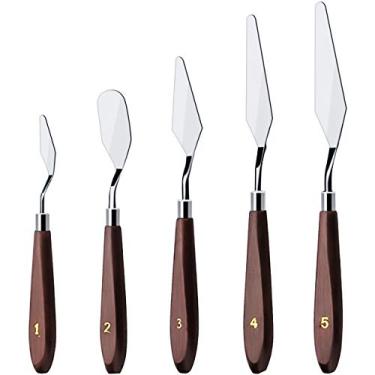 Imagem de Espátula de creme de bolo, conjunto de 5 peças/conjunto de ferramentas de cozimento de aço inoxidável, conjunto de mistura, pintura a óleo, decoração de creme, ferramenta de toner