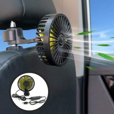Imagem de Kwak's Ventilador de carro para banco traseiro, USB Baby Pet Assento de carro Ventilador de encosto de cabeça do assento traseiro Ventilador de 3 velocidades com clipe de veículo com 5 lâminas de ventilador para carro caminhão van
