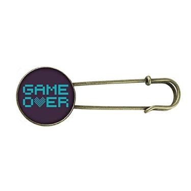 Imagem de Blue Game Over Pixel Art Deco Presente Moda Retrô Broche de Metal Clipe Joias