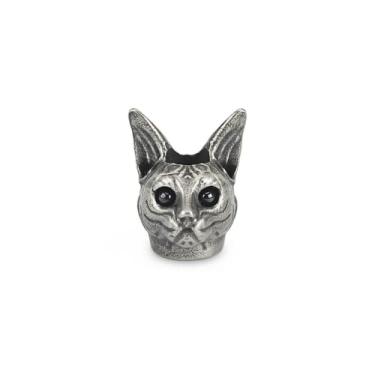 Imagem de Contas de corda de animais de latão, gato, tigre, lobo, águia, EDC, ferramentas ao ar livre, contas, guarda-chuva, paracorda, chaveiro, pingente de cordão (gato prateado)