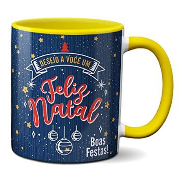 Imagem de Caneca Fofa Desejo A Você Um Feliz Natal Boas Festas (Amarela)