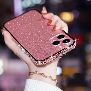 Imagem de Estojo protetor de armação de metal com diamante brilhante para iPhone 13 11 14 Pro Max 12 Mini XS XR X 8 7 Plus SE 2022 Capa feminina, ouro rosa, para iPhone 13 Pro