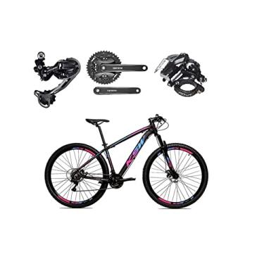 Imagem de Bicicleta Aro 29 Ksw Xlt Alumínio Câmbio Traseiro Shimano Deore e Altus 27v Freio Hidráulico Garfo Com Trava (17, Preto/Pink/Azul)
