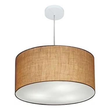 Imagem de Lustre Pendente Cilíndrico Cúpula Tecido 50x30 cm, Vivare Iluminação, Pendente4213 LP, Palha, Médio