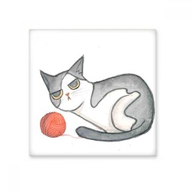 Imagem de Miaoji Pintura Aquarela Fantoche Gato Cerâmica Azulejo Brilhante Decalque Pedra Adorna Tijolo Vitrificado