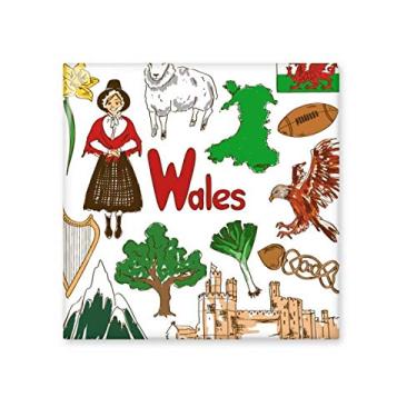 Imagem de Wales Landscap Bandeira Nacional do Reino Unido Azulejo de cerâmica brilhante Decalque de pedra adornada tijolo vitrificado