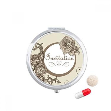 Imagem de Porta-comprimidos com padrão de flores de rosas antigas, caixa de armazenamento de remédios