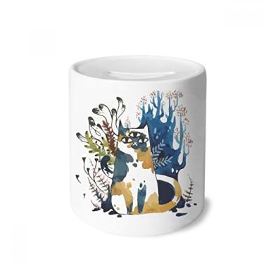 Imagem de DIYthinker Caixa de Dinheiro com Três Olhos Gato Aquarela Animal Dinheiro Caixa de Cerâmica Porta-Moedas Presente