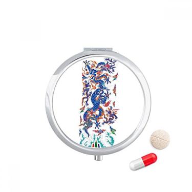 Imagem de Caixa de comprimidos de dragão chinês chinês com estampa de nuvem de bolso caixa de armazenamento de medicamentos dispensador de recipiente