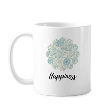 Imagem de Caneca de cerâmica para café e porcelana de cerâmica com desenho de pássaro de folha