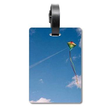 Imagem de Blue Sky White Clouds Kite Bagagem Bagagem Etiqueta Cartão de Bagagem Scutcheon Etiqueta