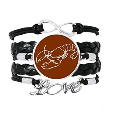 Imagem de OFFbb-USA Pulseira Lagosta Food Animal Frutos do Mar Acessório Amor de Couro Torcido Corda Pulseira Presente