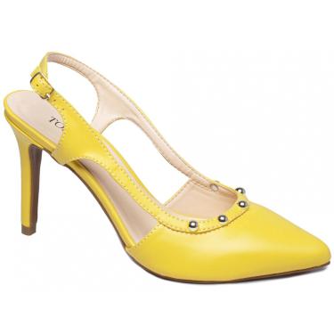 Imagem de Sapato Feminino Scarpin Cor Amarelo Salto Alto - SC015B