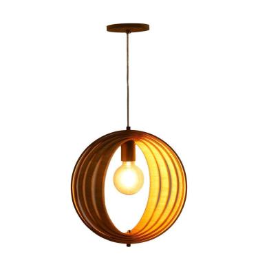 Imagem de Lustre Pendente Madeira Faces 35Cm
