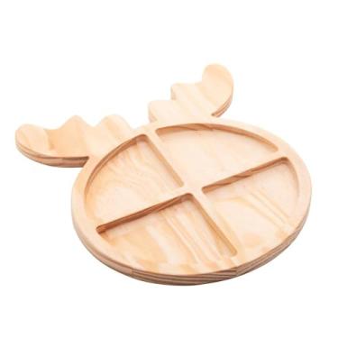 Imagem de Petisqueira Rena de Madeira Pinus Redonda 30cm x 28cm x 1,6cm - Woodart