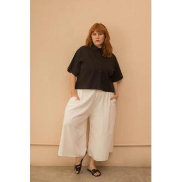 Imagem de Calça Pantacourt Alfaiataria Linho Plus Size - Bold