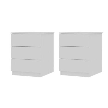 Imagem de Conjunto 2 Mesas de Cabeceira 3 Gavetas Veronna Neve