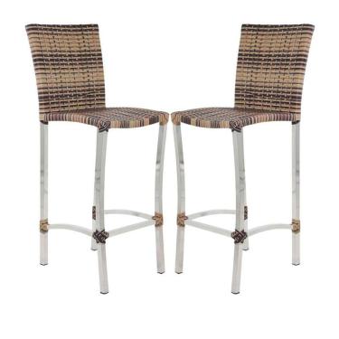 Imagem de 2 Banquetas Alta Cannes em Alumínio para Cozinha Bar Edícula