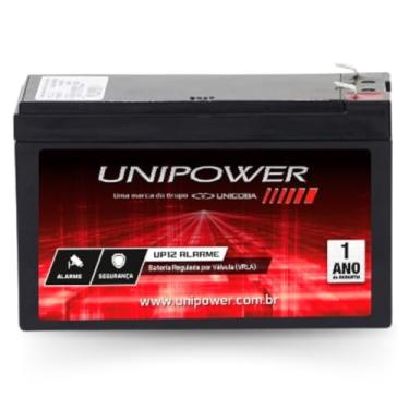 Imagem de Bateria 12V 7A Selada Para Nobreak Alarmes Cerca Elétrica Luz De Emergência Central De Alarme Equipamento Hospitalar Alarme Residencial Wifi Estacionária UNIPOWER UP1270E