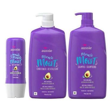Imagem de Aussie Miracle Moist Shampoo 778ml + Cond 778ml + 3 Minutos