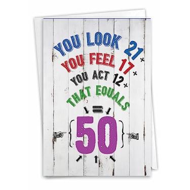 Imagem de NobleWorks, Age Equation 50 – Cartão engraçado de feliz aniversário para 50th Bday – Piada de envelhecimento de pedra C7195MBG