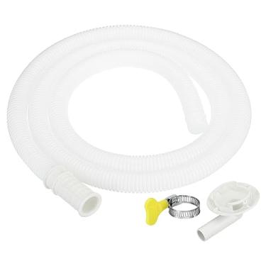 Imagem de PATIKIL Kit de drenagem de ar condicionado de 1,5 m, mangueira de drenagem CA universal com conector de braçadeira 1 para torneira de unidade CA de janela mini-dividida, branca